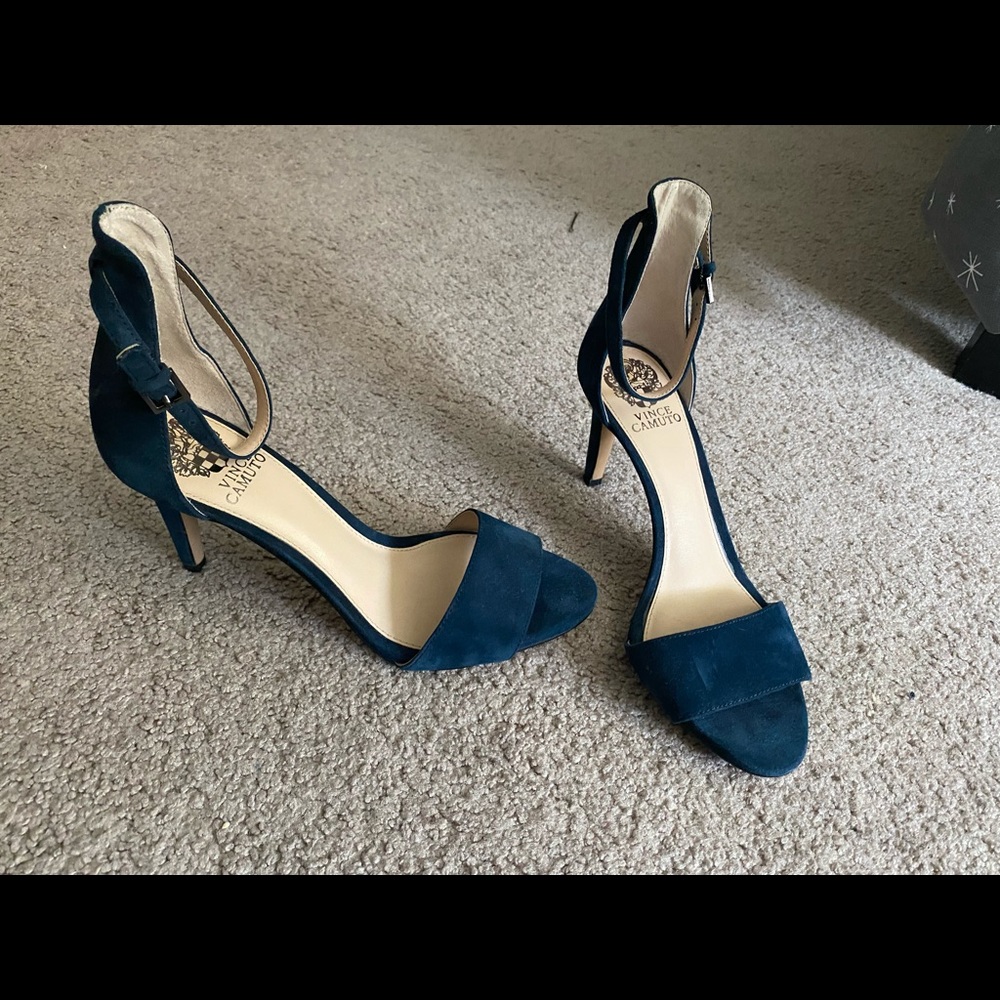 LIKE NEW Vince Camino Navy Suede Strap Heels